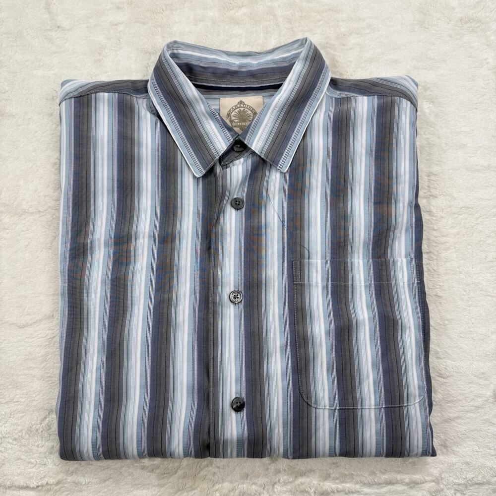 Tommy Bahama Men’s Long Sleeve Blue Gray Striped Button Down Shirt Size Large